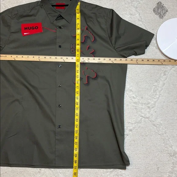 HUGO Men's Khaki Short Sleeve Shirt - Picture 5 of 5